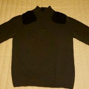 Barbour gray quarter-zip cold weather sweater. Warm wool for cool summer times.